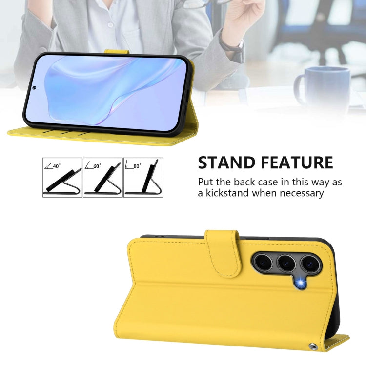 For Samsung Galaxy S25+ 5G Skin Feel Solid Color Leather Phone Case with Lanyard(Lemon Yellow) - Galaxy S25+ 5G Cases by PMC Jewellery | Online Shopping South Africa | PMC Jewellery | Buy Now Pay Later Mobicred