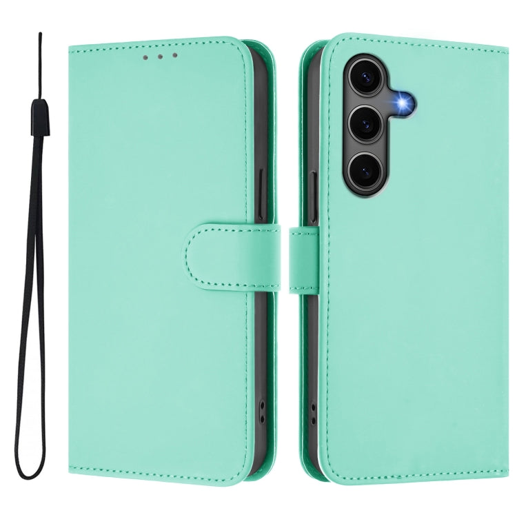 For Samsung Galaxy S25+ 5G Skin Feel Solid Color Leather Phone Case with Lanyard(Mint Green) - Galaxy S25+ 5G Cases by PMC Jewellery | Online Shopping South Africa | PMC Jewellery | Buy Now Pay Later Mobicred