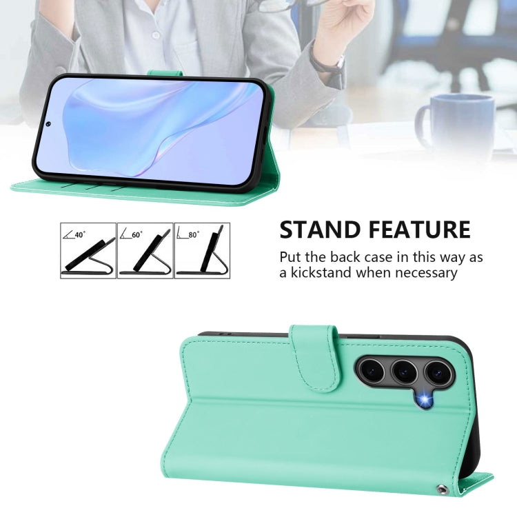 For Samsung Galaxy S25+ 5G Skin Feel Solid Color Leather Phone Case with Lanyard(Mint Green) - Galaxy S25+ 5G Cases by PMC Jewellery | Online Shopping South Africa | PMC Jewellery | Buy Now Pay Later Mobicred