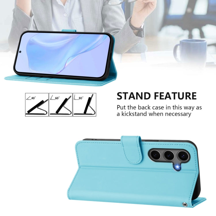 For Samsung Galaxy S25+ 5G Skin Feel Solid Color Leather Phone Case with Lanyard(Sky Blue) - Galaxy S25+ 5G Cases by PMC Jewellery | Online Shopping South Africa | PMC Jewellery | Buy Now Pay Later Mobicred