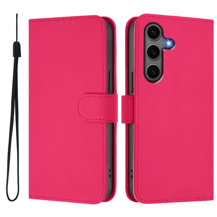 For Samsung Galaxy S25+ 5G Skin Feel Solid Color Leather Phone Case with Lanyard(Rose Red) - Galaxy S25+ 5G Cases by PMC Jewellery | Online Shopping South Africa | PMC Jewellery | Buy Now Pay Later Mobicred