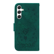 For Samsung Galaxy S25 5G Butterfly Rose Embossed Leather Phone Case(Green)