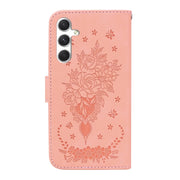 For Samsung Galaxy S25 5G Butterfly Rose Embossed Leather Phone Case(Pink)