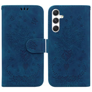For Samsung Galaxy S25+ 5G Butterfly Rose Embossed Leather Phone Case(Blue)