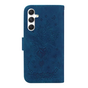 For Samsung Galaxy S25+ 5G Butterfly Rose Embossed Leather Phone Case(Blue)
