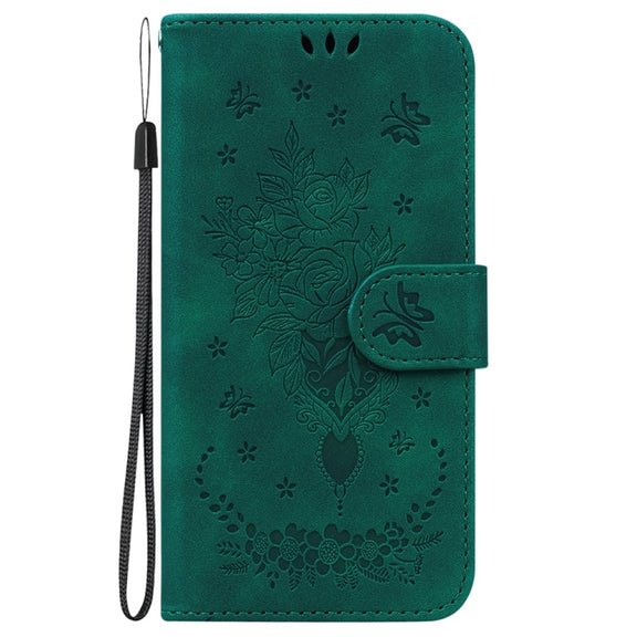 For Samsung Galaxy S25+ 5G Butterfly Rose Embossed Leather Phone Case(Green)
