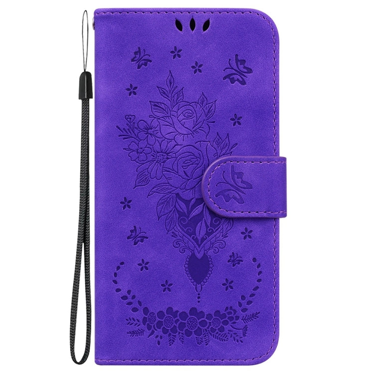 For Samsung Galaxy S25+ 5G Butterfly Rose Embossed Leather Phone Case(Purple)