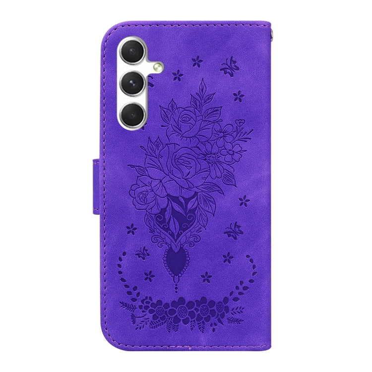 For Samsung Galaxy S25+ 5G Butterfly Rose Embossed Leather Phone Case(Purple) - Galaxy S25+ 5G Cases by PMC TechLife | Online Shopping South Africa | PMC TechLife | Buy Now Pay Later Mobicred