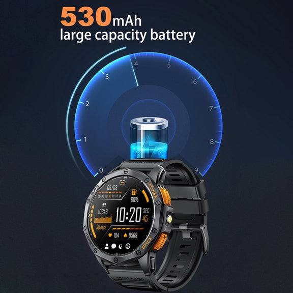 LEMFO K67 1.43 inch AMOLED Screen GPS Sports Smart Watch, Support Bluetooth Call / Wellness Tracking(Silver Orange)