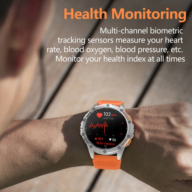 LEMFO K67 1.43 inch AMOLED Screen GPS Sports Smart Watch, Support Bluetooth Call / Health Monitoring(Silver Orange) - free shipping - PMC TechLife - Order now!