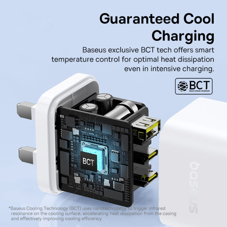 Baseus PD65W USB and 2 USB-C / Type-C Fast Charger With 1m Type-C Cable, Plug Type:UK Plug(White) - free shipping - PMC Jewellery - Order now!
