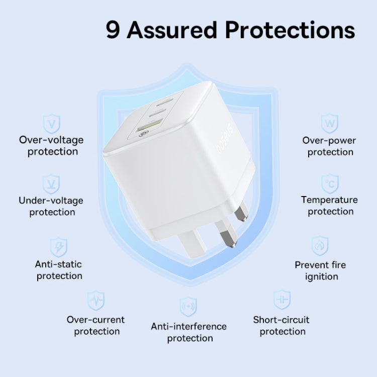 Baseus PD65W USB and 2 USB-C / Type-C Fast Charger With 1m Type-C Cable, Plug Type:UK Plug(White) - free shipping - PMC Jewellery - Order now!