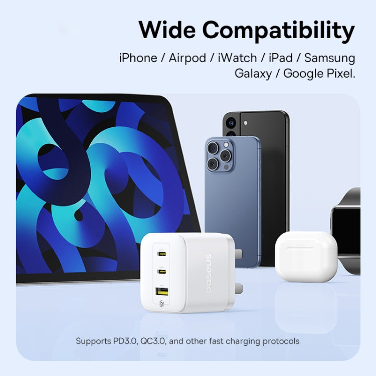 Baseus PD65W USB and 2 USB-C / Type-C Fast Charger With 1m Type-C Cable, Plug Type:UK Plug(White) - free shipping - PMC Jewellery - Order now!