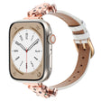 For Apple Watch 46mm / 49mm / 45mm / 44mm Leopard Head Bamboo Texture Leather Watch Band(Rose Gold White) - free shipping - PMC TechLife - Order now!
