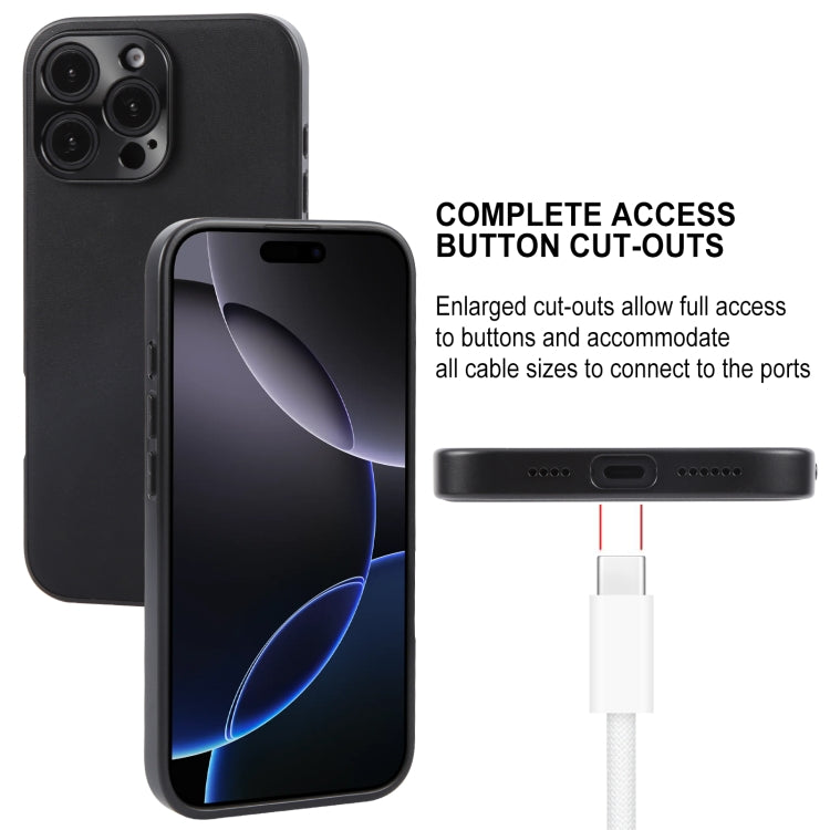 For iPhone 16 Pro Max GEBEI Plain Leather TPU Hybrid PU Phone Case(Black)