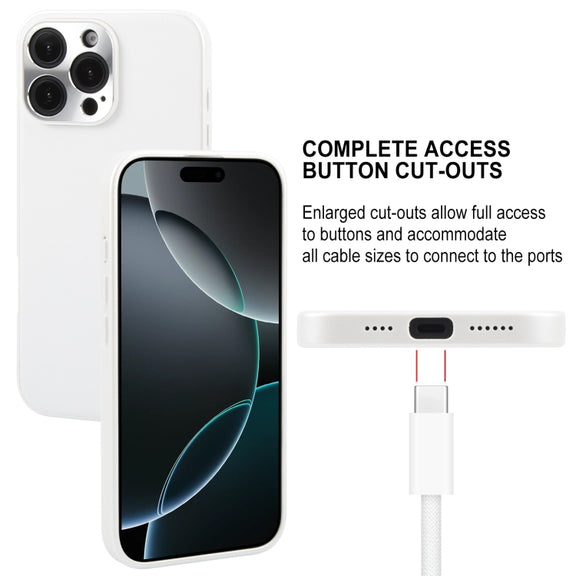 For iPhone 16 Pro GEBEI Plain Leather TPU Hybrid PU Phone Case(White)