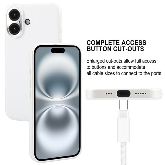 For iPhone 16 Plus GEBEI Plain Leather TPU Hybrid PU Phone Case(White)