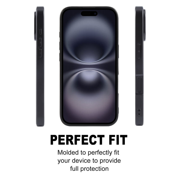 For iPhone 16 GEBEI Plain Leather TPU Hybrid PU Phone Case(Black)