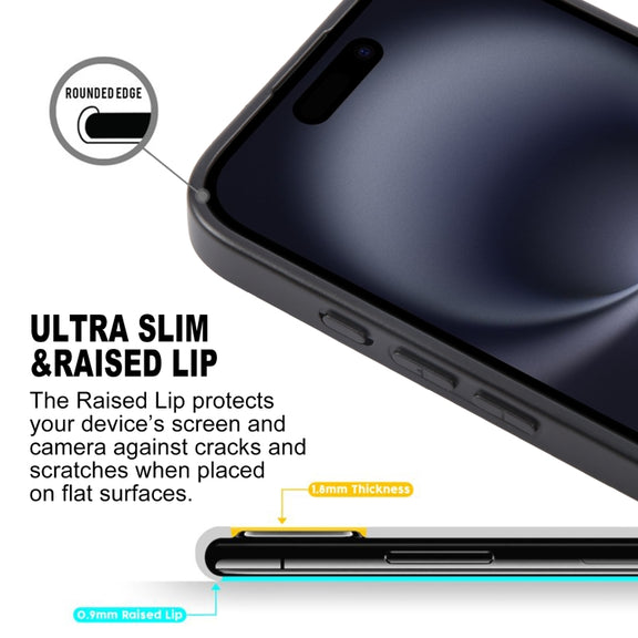 For iPhone 16 GEBEI Plain Leather TPU Hybrid PU Phone Case(Black)