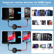 USB and HDMI Wired to Wireless CarPlay Auto Adapter, Specification:Round(Carbon Fiber)