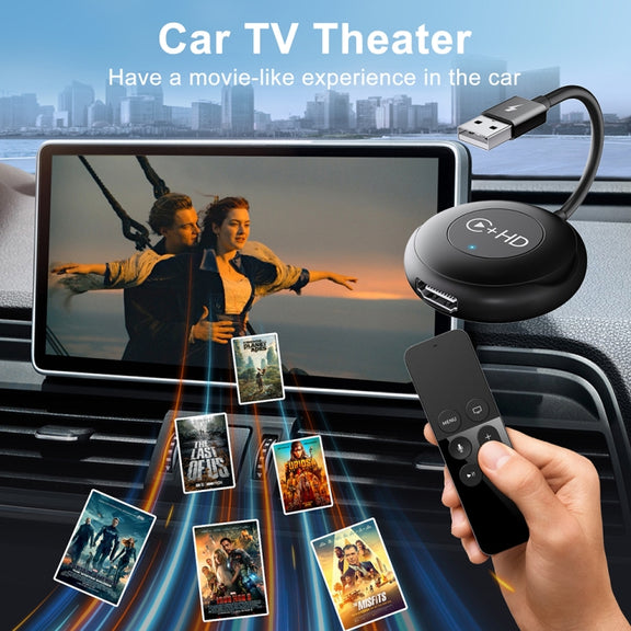 USB and HDMI Wired to Wireless CarPlay Auto Adapter, Specification:Round(White)