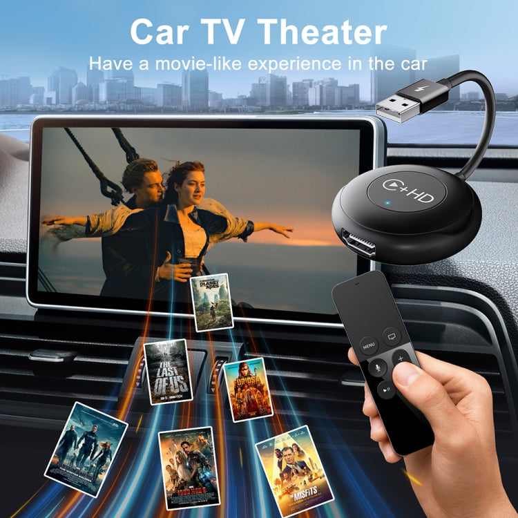 USB and HDMI Wired to Wireless CarPlay Auto Adapter, Specification:Round(White)