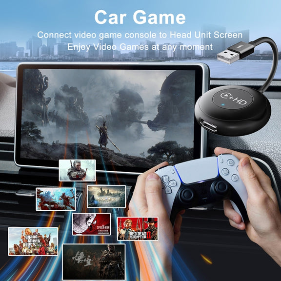 USB and HDMI Wired to Wireless CarPlay Auto Adapter, Specification:Round(White)