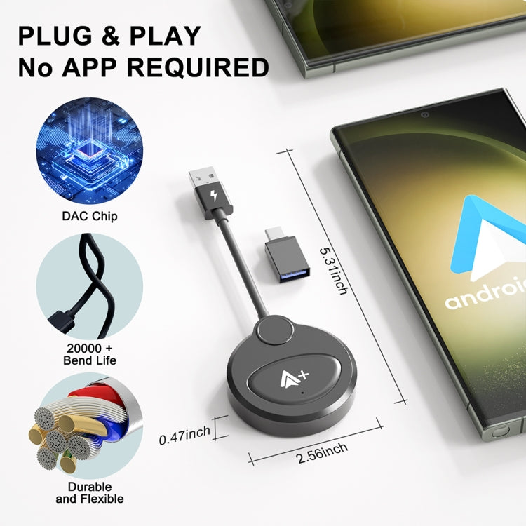 USB Interface Wired to Wireless CarPlay Auto Adapter for Android, Specification:Round(White) - free shipping - PMC Jewellery - Order now!