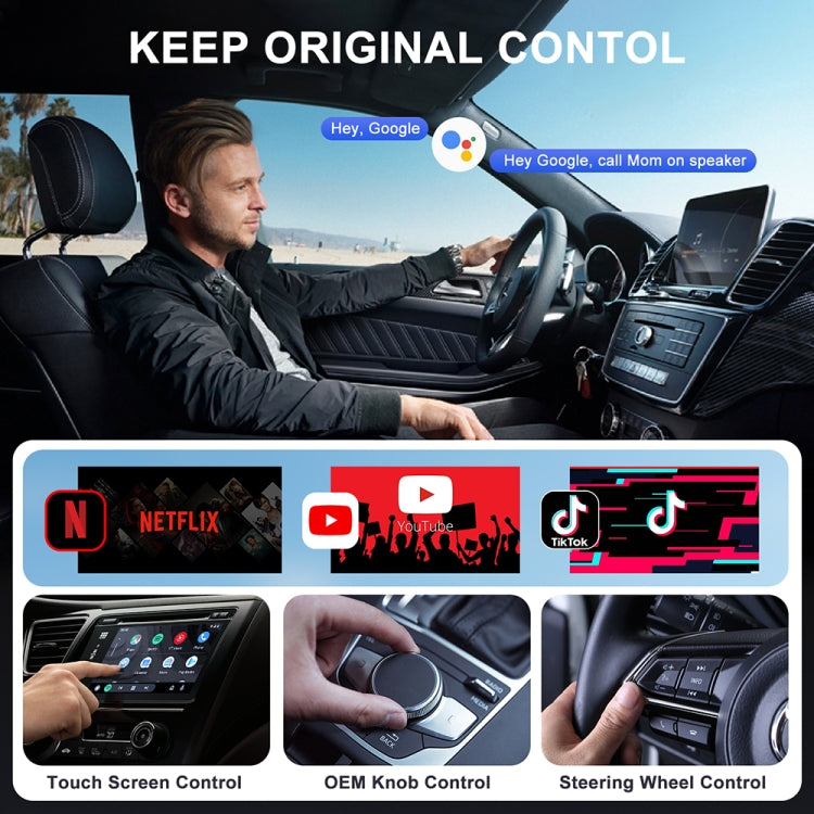 USB Interface Wired to Wireless CarPlay Auto Adapter for Android, Specification:Square(Carbon Fiber) - free shipping - PMC Jewellery - Order now!