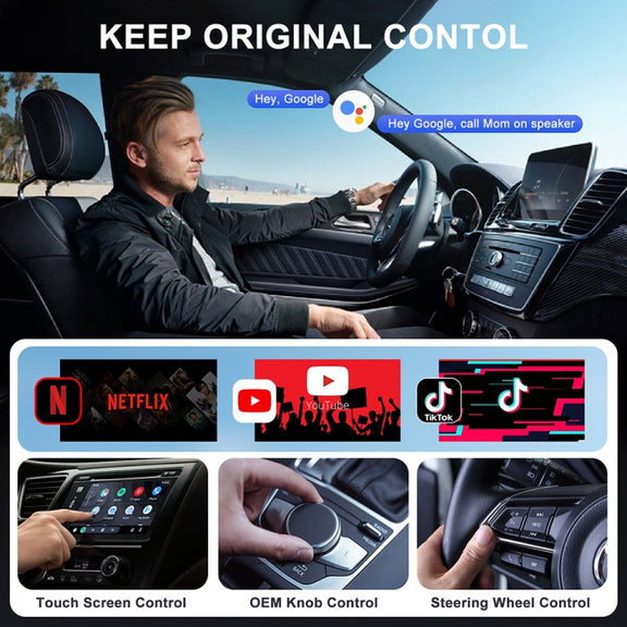 USB Interface Wired to Wireless CarPlay Auto Adapter for Android, Specification:Square(Black)