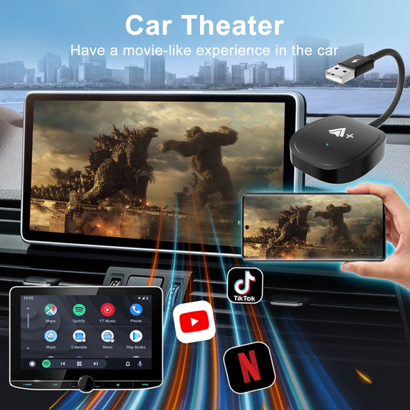 USB Interface Wired to Wireless CarPlay Auto Adapter for Android, Specification:Square(White)