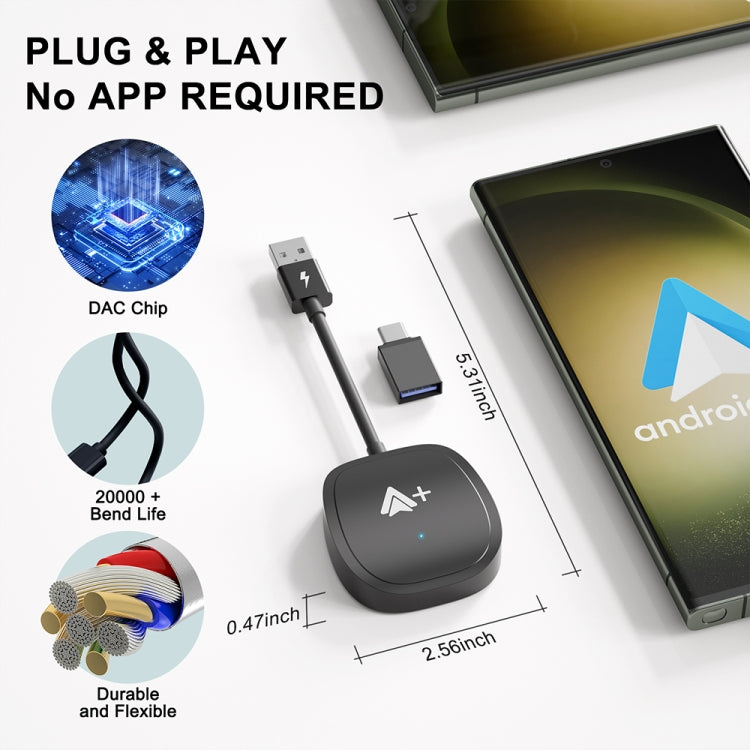 USB Interface Wired to Wireless CarPlay Auto Adapter for Android, Specification:Square(White) - free shipping - PMC Jewellery - Order now!