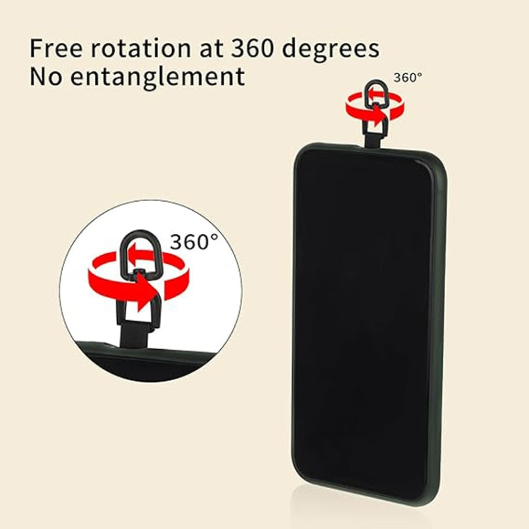 360 Degree Rotation Oval Metal Mobile Phone Lanyard Fixing Gasket(Silver)