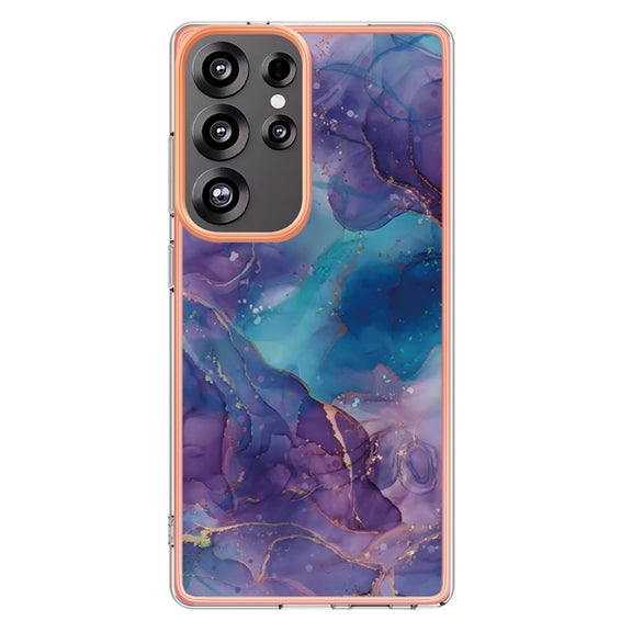 For Samsung Galaxy S25 Ultra 5G Electroplating Marble Dual-side IMD Phone Case(Purple 016)