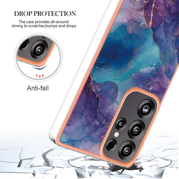 For Samsung Galaxy S25 Ultra 5G Electroplating Marble Dual-side IMD Phone Case(Purple 016)