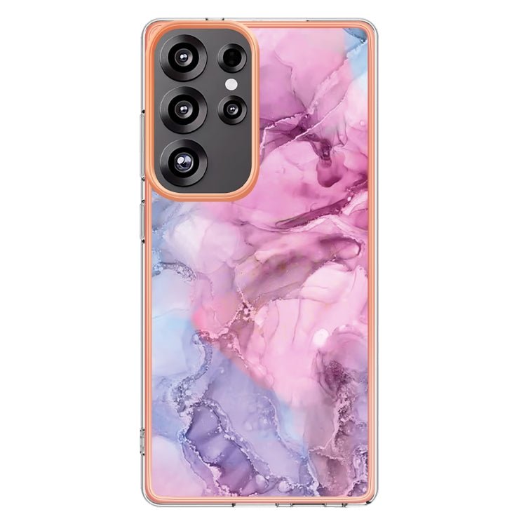 For Samsung Galaxy S25 Ultra 5G Electroplating Marble Dual-side IMD Phone Case(Pink 013)