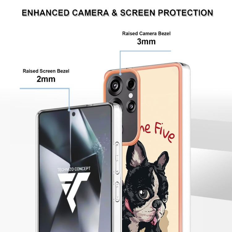 For Samsung Galaxy S25 Ultra 5G Electroplating Marble Dual-side IMD Phone Case(Lucky Dog)