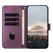 For iPhone 16e Triangle Pattern Buckle Clasp Leather Phone Case(Dark Purple)
