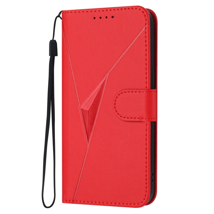 For iPhone 16e Triangle Pattern Buckle Clasp Leather Phone Case(Red) - iPhone 16e Cases by PMC TechLife | Online Shopping South Africa | PMC TechLife | Buy Now Pay Later Mobicred
