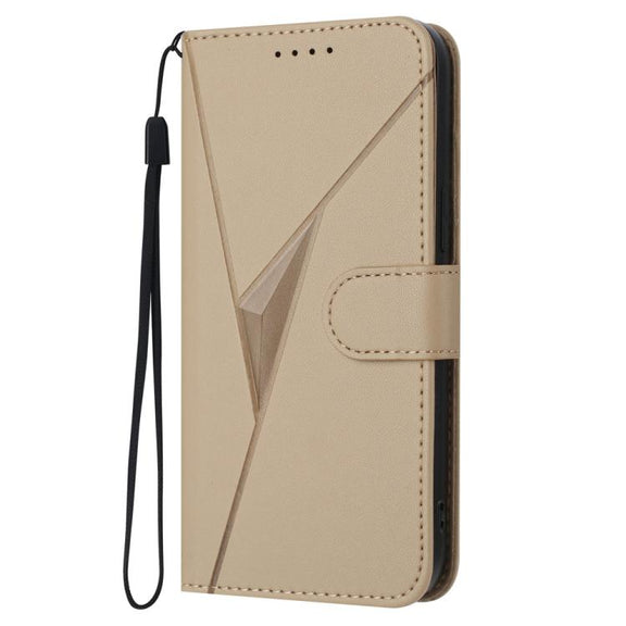 For iPhone 17 Triangle Pattern Buckle Clasp Leather Phone Case(Gold)