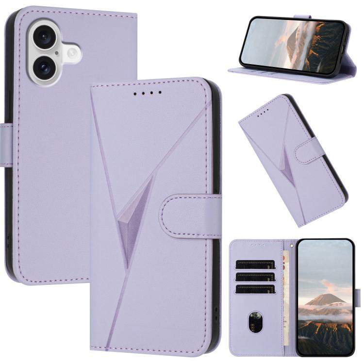 For iPhone 17 Triangle Pattern Buckle Clasp Leather Phone Case(Light Purple) - free shipping - PMc TechLife - Order now!