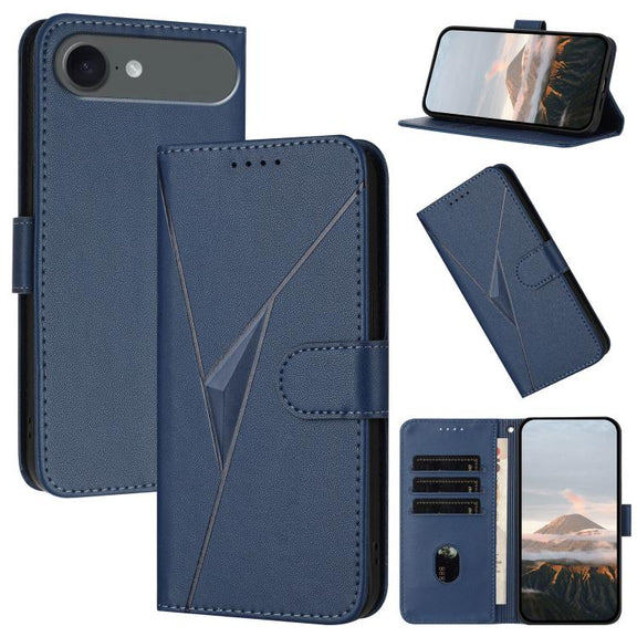 For iPhone 17 Air Triangle Pattern Buckle Clasp Leather Phone Case(Royal Blue)