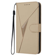For iPhone 17 Air Triangle Pattern Buckle Clasp Leather Phone Case(Gold)