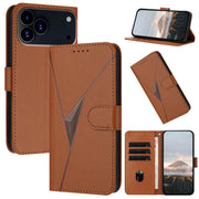 For iPhone 17 Pro Max Triangle Pattern Buckle Clasp Leather Phone Case(Brown)