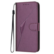 For iPhone 17 Pro Triangle Pattern Buckle Clasp Leather Phone Case(Dark Purple)