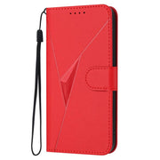 For iPhone 17 Pro Triangle Pattern Buckle Clasp Leather Phone Case(Red)
