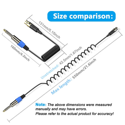 Mini 3 Pin XLR to 6.35mm Stereo Microphone Aux Audio Cable Coiled Adapter Cable, Length: 0.5m(Black) - Microphone Audio Cable & Connector by PMC Jewellery | Online Shopping South Africa | PMC Jewellery | Buy Now Pay Later Mobicred