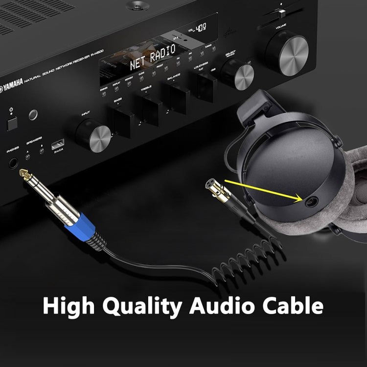 Mini 3 Pin XLR to 6.35mm Stereo Microphone Aux Audio Cable Coiled Adapter Cable, Length: 0.5m(Black)