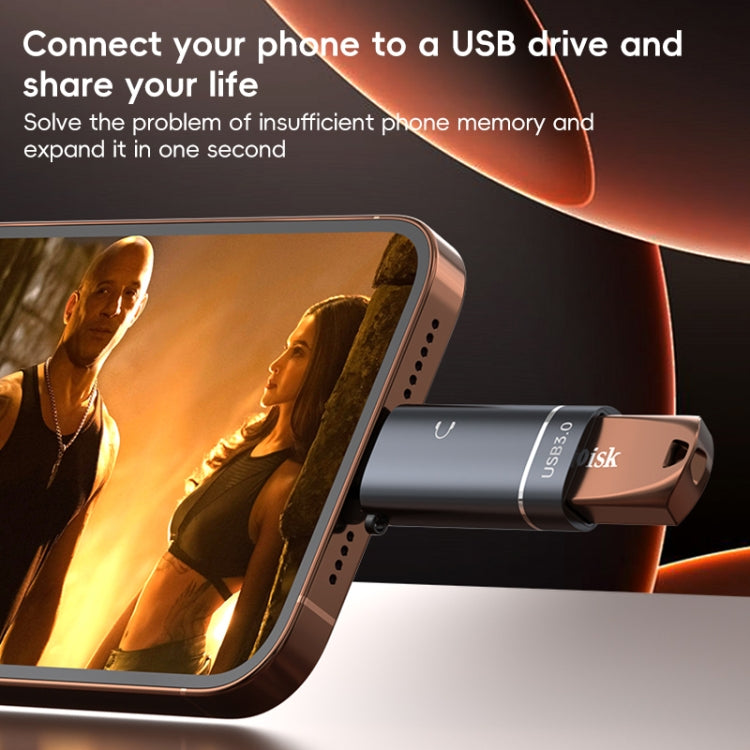2 in 1 8 Pin to USB and Type-C Earphone Adapter(Black)