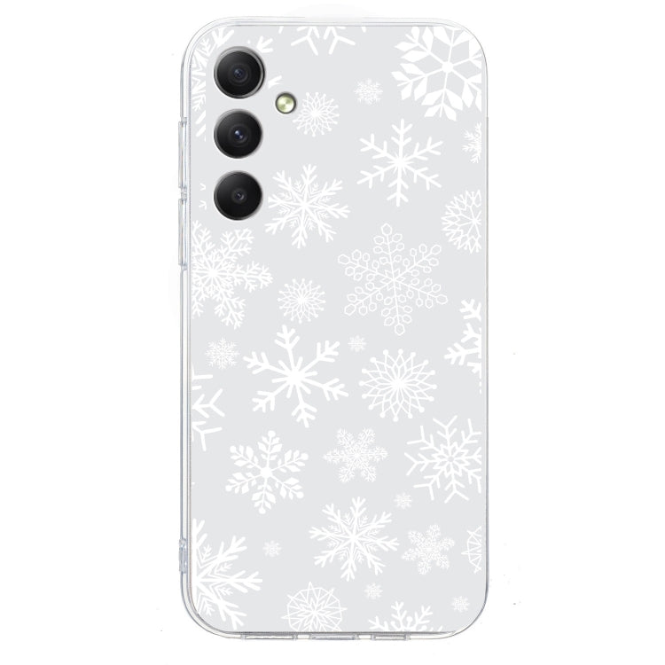 For Samsung Galaxy S25 5G Christmas Painted Pattern TPU Transparent Phone Case(Snowflakes) - Galaxy S25 5G Cases by PMC Jewellery | Online Shopping South Africa | PMC Jewellery | Buy Now Pay Later Mobicred